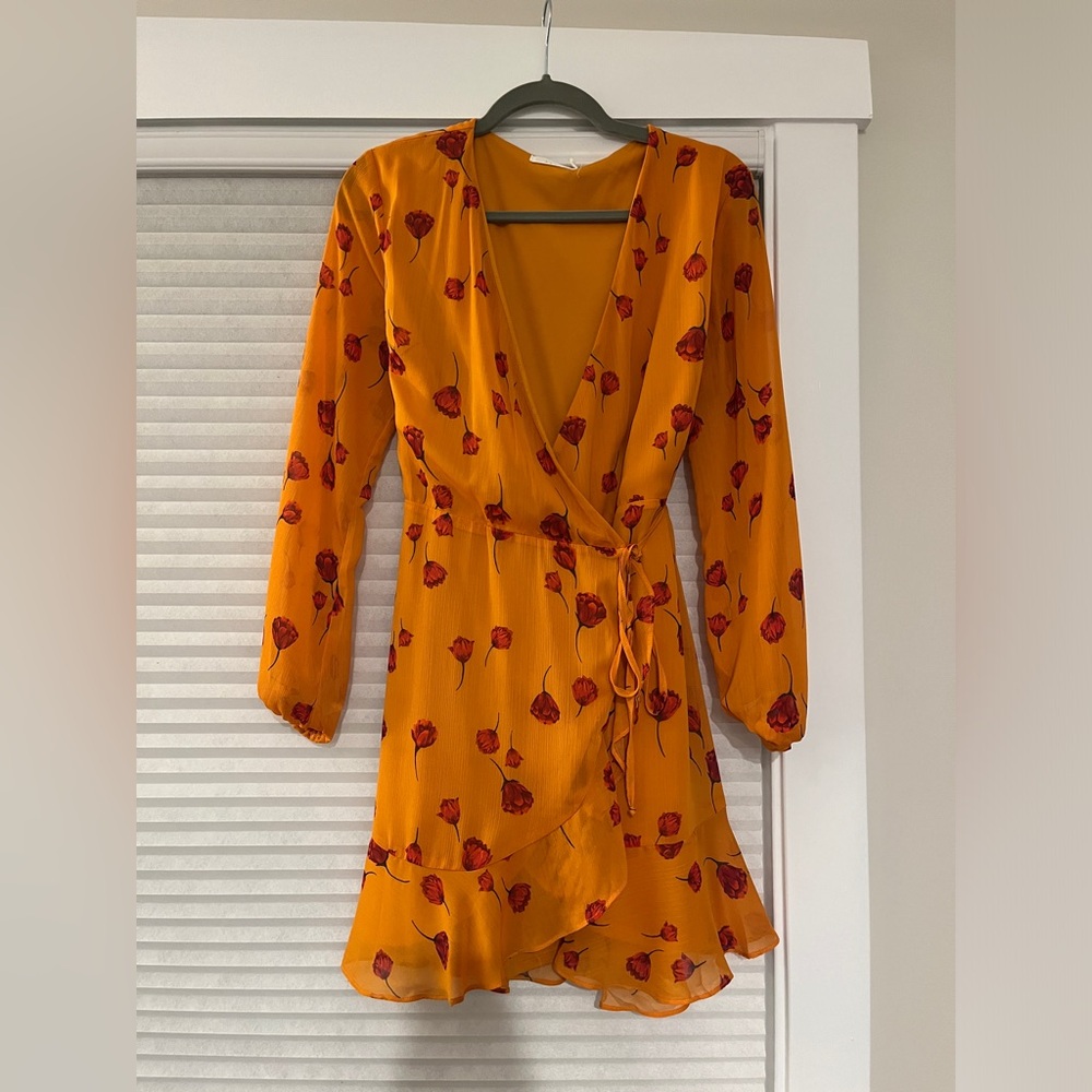Poppy print wrap dress